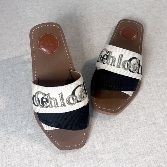 Chloe Black and White Sandals - Picture 1 of 13